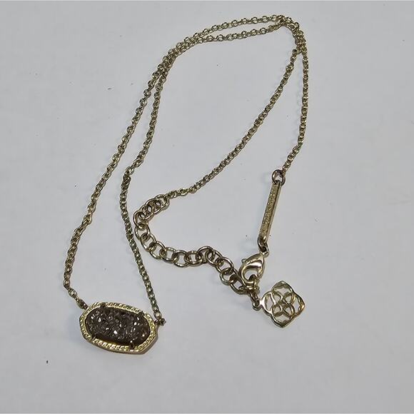 Kendra Scott Jewelry - Kendra Scott Elisa Platinum Drusy and Gold Plated Pendant Necklace
